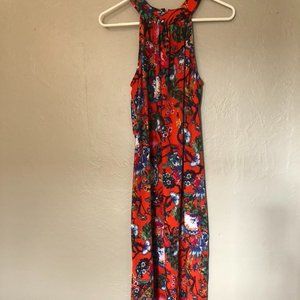 Red Floral Maxi Dress w/ Pockets